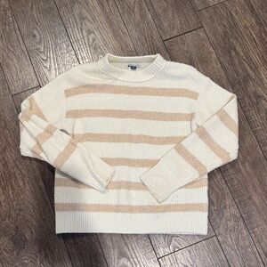 American Eagle Outfitters Cream and Tan Knit Sweater